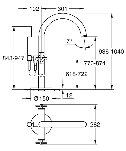 Смеситель для ванны GROHE Atrio New, темный графит (25044AL3) внешняя часть свободностоящего смесите Смеситель для ванны GROHE Atrio New, темный графит (25044AL3) внешняя часть свободностоящего смесите