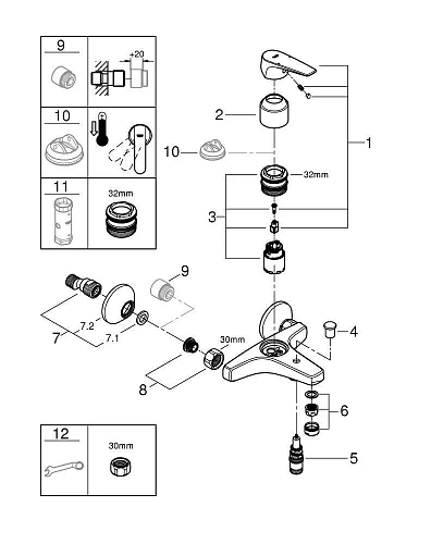 Смеситель для ванны GROHE BauFlow, хром (23601000) Смеситель для ванны GROHE BauFlow, хром (23601000)