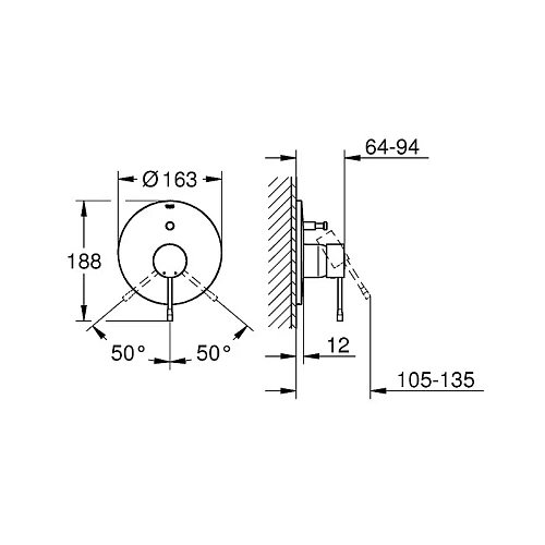 Смеситель для ванны GROHE Essence New, темный графит глянец (19285A01) внешняя часть Смеситель для ванны GROHE Essence New, темный графит глянец (19285A01) внешняя часть