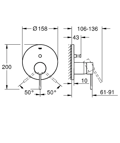 Смеситель для ванны GROHE Essence, круглая розетка, холодный рассвет глянец (24058GL1) Смеситель для ванны GROHE Essence, круглая розетка, холодный рассвет глянец (24058GL1)