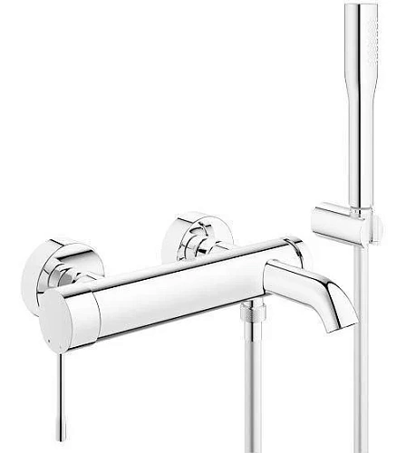 Смеситель для ванны GROHE Essence+ (33628001) с душевым гарнитуром, хром Смеситель для ванны GROHE Essence+ (33628001) с душевым гарнитуром, хром