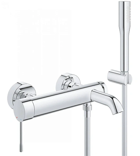 Смеситель для ванны GROHE Essence+ (33628001) с душевым гарнитуром, хром Смеситель для ванны GROHE Essence+ (33628001) с душевым гарнитуром, хром