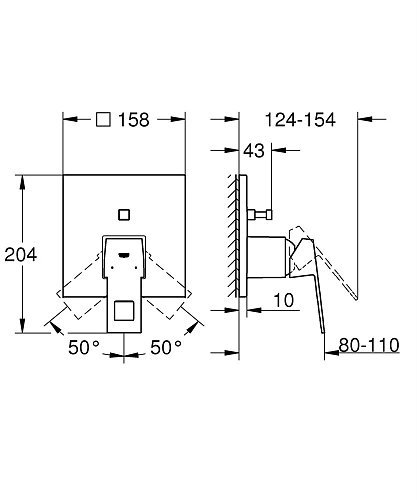 Смеситель для ванны GROHE Eurocube (24062000) хром Смеситель для ванны GROHE Eurocube (24062000) хром