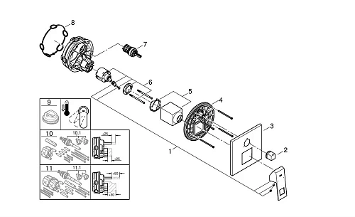 Смеситель для ванны GROHE Eurocube с переключателем на 3 положения, хром (24094000) внешняя часть Смеситель для ванны GROHE Eurocube с переключателем на 3 положения, хром (24094000) внешняя часть