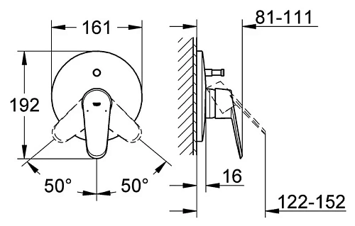 Смеситель для ванны GROHE Eurodisc Cosmopolitan, хром (19548002) внешняя часть Смеситель для ванны GROHE Eurodisc Cosmopolitan, хром (19548002) внешняя часть