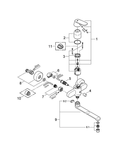 Смеситель для ванны GROHE Eurosmart Cosmopolitan, длинный излив, хром (32847000) Смеситель для ванны GROHE Eurosmart Cosmopolitan, длинный излив, хром (32847000)
