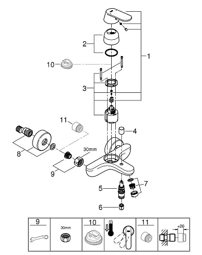 Смеситель для ванны GROHE Eurosmart Cosmopolitan, хром (32831000) Смеситель для ванны GROHE Eurosmart Cosmopolitan, хром (32831000)