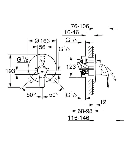 Смеситель для ванны GROHE Eurosmart New (внешняя и встраиваемая части), хром (33305002) Смеситель для ванны GROHE Eurosmart New (внешняя и встраиваемая части), хром (33305002)