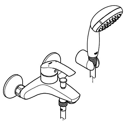 Смеситель для ванны GROHE Eurosmart New с душевым гарнитуром, хром (3330220A) Смеситель для ванны GROHE Eurosmart New с душевым гарнитуром, хром (3330220A)