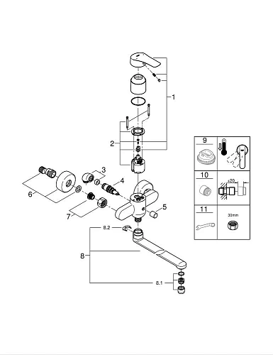 Смеситель для ванны GROHE Eurosmart универсальный, хром (23992003) Смеситель для ванны GROHE Eurosmart универсальный, хром (23992003)