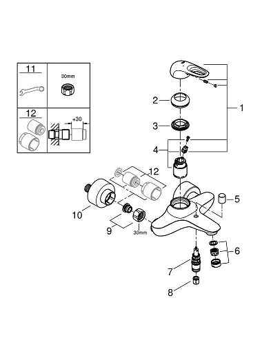 Смеситель для ванны GROHE Eurostyle new, белая луна (33591LS3) Смеситель для ванны GROHE Eurostyle new, белая луна (33591LS3)