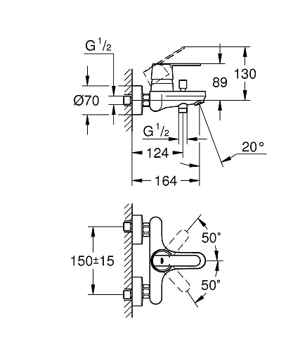 Смеситель для ванны GROHE Get, хром (32887000) Смеситель для ванны GROHE Get, хром (32887000)