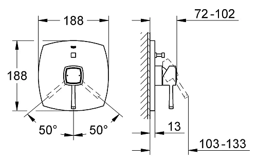 Смеситель для ванны Grohe Grandera 19920000 Смеситель для ванны Grohe Grandera 19920000