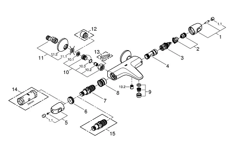 Смеситель для ванны GROHE Grohtherm 1000 New, хром (34155003) термостатический Смеситель для ванны GROHE Grohtherm 1000 New, хром (34155003) термостатический
