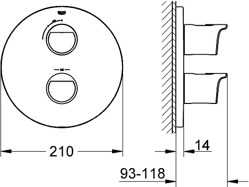 Смеситель для ванны GROHE Grohtherm 2000, хром (19355001) внешняя часть термостата Смеситель для ванны GROHE Grohtherm 2000, хром (19355001) внешняя часть термостата