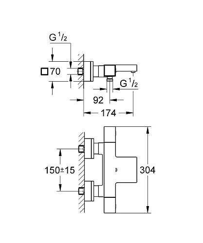 Смеситель для ванны GROHE Grohtherm Cube термостатический, хром (34497000) Смеситель для ванны GROHE Grohtherm Cube термостатический, хром (34497000)