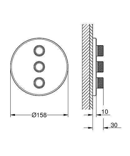 Смеситель для ванны GROHE Grohtherm SmartControl, никель глянец (29122BE0) внешняя часть Смеситель для ванны GROHE Grohtherm SmartControl, никель глянец (29122BE0) внешняя часть