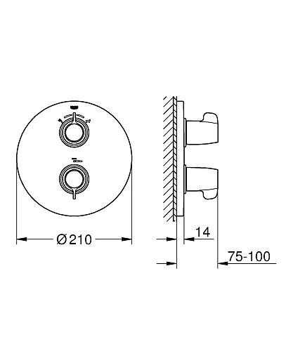 Смеситель для ванны GROHE Grohtherm Special, хром (29095000) внешняя часть термостата Смеситель для ванны GROHE Grohtherm Special, хром (29095000) внешняя часть термостата