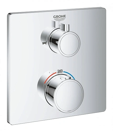 Смеситель для ванны GROHE Grohtherm с переключателем на 2 положения ванна-душ, квадратная розетка, т 24080000 Смеситель для ванны GROHE Grohtherm с переключателем на 2 положения ванна-душ, квадратная розетка, т 24080000