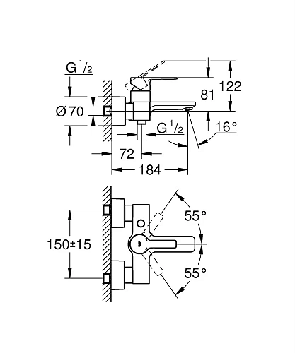 Смеситель для ванны GROHE Lineare New, темный графит матовый (33849AL1) Смеситель для ванны GROHE Lineare New, темный графит матовый (33849AL1)