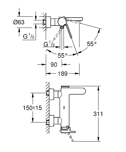 Смеситель для ванны GROHE Plus (33553003) Смеситель для ванны GROHE Plus (33553003)