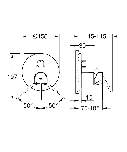 Смеситель для ванны GROHE Plus с переключателем на 3 положения, cуперcталь (24093DC3) Смеситель для ванны GROHE Plus с переключателем на 3 положения, cуперcталь (24093DC3)