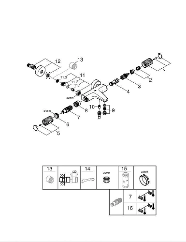 Смеситель для ванны GROHE Precision Feel, QuickFix, хром, (34788000) термостатический Смеситель для ванны GROHE Precision Feel, QuickFix, хром, (34788000) термостатический