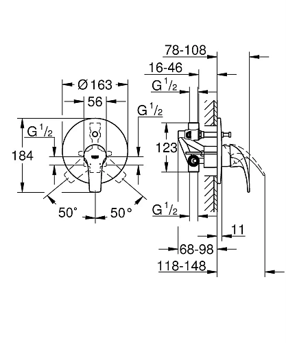Смеситель для ванны GROHE Start Curve однорычажный, хром (29115000) Смеситель для ванны GROHE Start Curve однорычажный, хром (29115000)