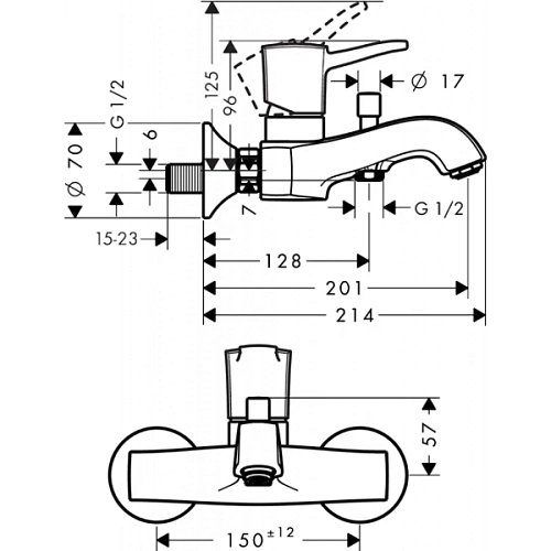 Смеситель для ванны hansgrohe Metropol Classic 31340000 Смеситель для ванны hansgrohe Metropol Classic 31340000