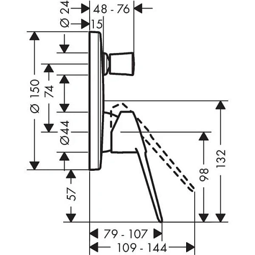 Смеситель для ванны Hansgrohe Novus Loop 71345000 (внешняя часть) с душем Смеситель для ванны Hansgrohe Novus Loop 71345000 (внешняя часть) с душем