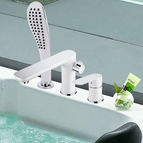 Смеситель для ванны Hansgrohe PuraVida белый/хром 15446400 Смеситель для ванны Hansgrohe PuraVida белый/хром 15446400