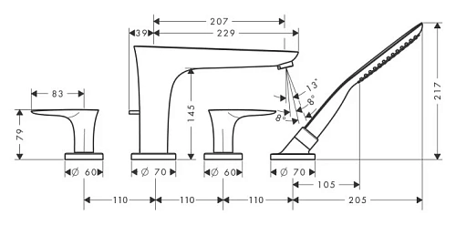 Смеситель для ванны Hansgrohe PuraVida белый/хром 15446400 Смеситель для ванны Hansgrohe PuraVida белый/хром 15446400