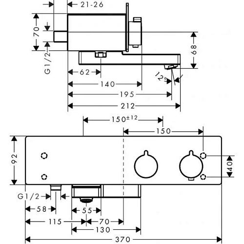 Смеситель для ванны hansgrohe ShowerTablet 350 термостатический хром 13107000 Смеситель для ванны hansgrohe ShowerTablet 350 термостатический хром 13107000
