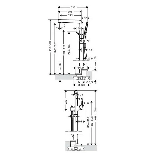 Смеситель для ванны Hansgrohe Talis S 72412000 напольный Смеситель для ванны Hansgrohe Talis S 72412000 напольный