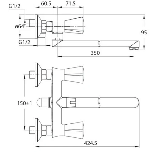 Смеситель для ванны IDDIS Bounce (BOUSBL2i10WA) Смеситель для ванны IDDIS Bounce (BOUSBL2i10WA)