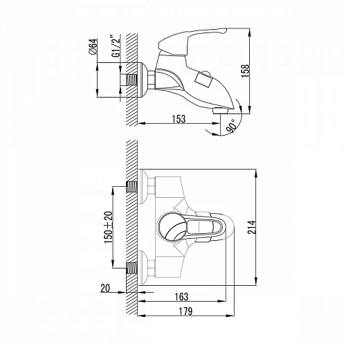 Смеситель для ванны IDDIS Lausanne (DK23094CK) Смеситель для ванны IDDIS Lausanne (DK23094CK)
