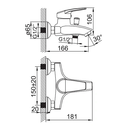 Смеситель для ванны Iddis Sicily CD23093CK с душем Смеситель для ванны Iddis Sicily CD23093CK с душем