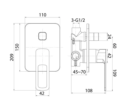 Смеситель для ванны IDDIS Slide (SLIBL00i67) черный встраиваемый Смеситель для ванны IDDIS Slide (SLIBL00i67) черный встраиваемый