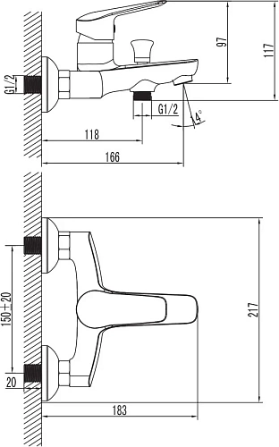 Смеситель для ванны Iddis Torr TORSB00i02 с душем Смеситель для ванны Iddis Torr TORSB00i02 с душем