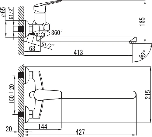 Смеситель для ванны Iddis Torr TORSBL2i10 универсальный Смеситель для ванны Iddis Torr TORSBL2i10 универсальный