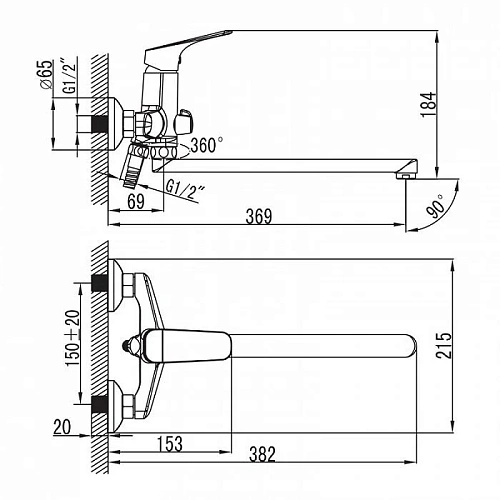 Смеситель для ванны IDDIS Vinsente (VINSBL2i10) Смеситель для ванны IDDIS Vinsente (VINSBL2i10)