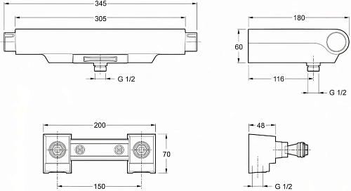 Смеситель для ванны Jacob Delafon Aparu E9113-CP термостатический Смеситель для ванны Jacob Delafon Aparu E9113-CP термостатический