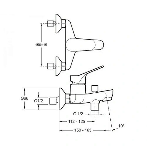Смеситель для ванны Jacob Delafon Brive E75766-CP Смеситель для ванны Jacob Delafon Brive E75766-CP