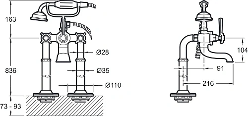 Смеситель для ванны Jacob Delafon Cleo 1889 E24314-BGG Смеситель для ванны Jacob Delafon Cleo 1889 E24314-BGG