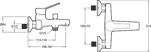 Смеситель для ванны Jacob Delafon Eo E24160RU-CP Смеситель для ванны Jacob Delafon Eo E24160RU-CP