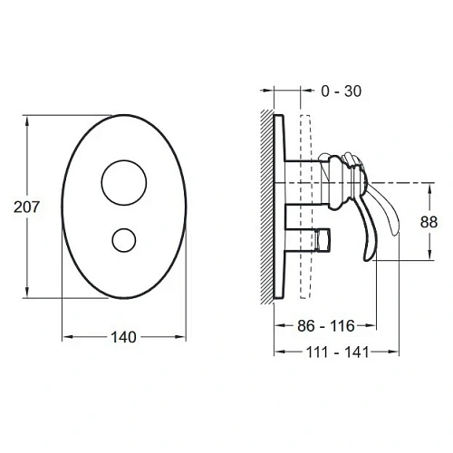 Смеситель для ванны Jacob Delafon Fairfax E98722-CP встраиваемый 2 выхода Смеситель для ванны Jacob Delafon Fairfax E98722-CP встраиваемый 2 выхода