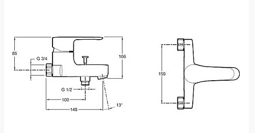 Смеситель для ванны Jacob Delafon July E16031-4-CP Смеситель для ванны Jacob Delafon July E16031-4-CP