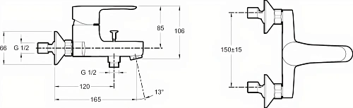 Смеситель для ванны Jacob Delafon July E16033-4-CP Смеситель для ванны Jacob Delafon July E16033-4-CP