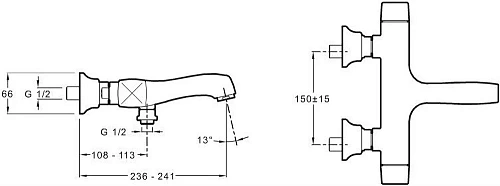 Смеситель для ванны Jacob Delafon Margaux E16215-9-CP термостатический Смеситель для ванны Jacob Delafon Margaux E16215-9-CP термостатический