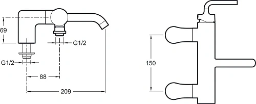 Смеситель для ванны Jacob Delafon Purist E14500-4A-CP Смеситель для ванны Jacob Delafon Purist E14500-4A-CP